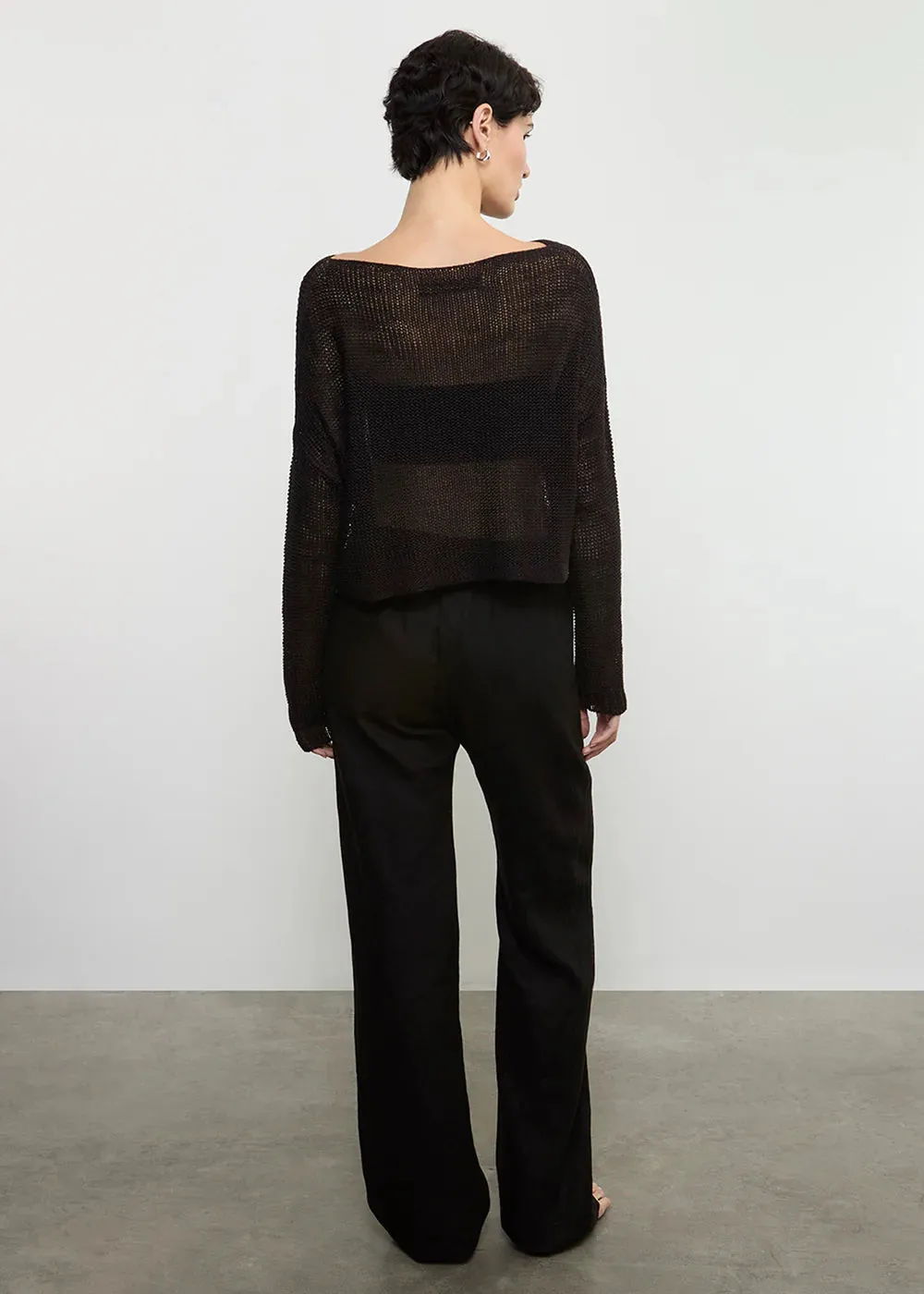 Enza Costa - Linen Open Knit Bateau Sweater - Black sold by Jessie Boutique product image thumbnail 2