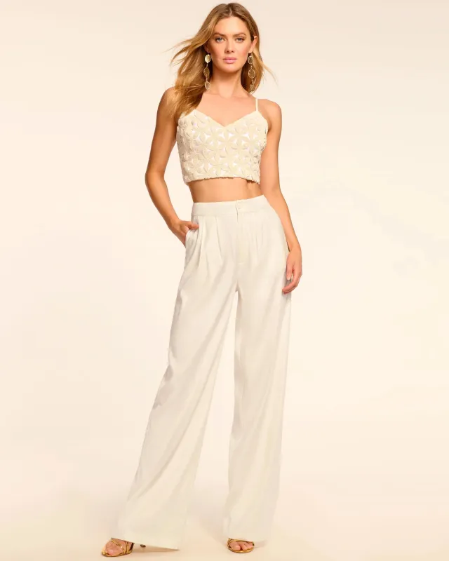 Ramy Brook - Carly Pleated Linen Pant - White Floral sold by Jessie Boutique