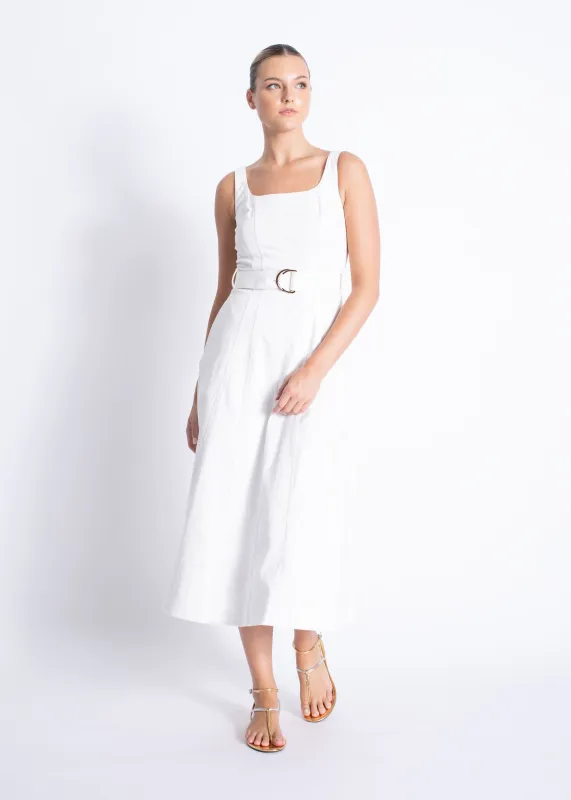 Karina Grimaldi - Liliana Denim Midi Dress - White sold by Jessie Boutique