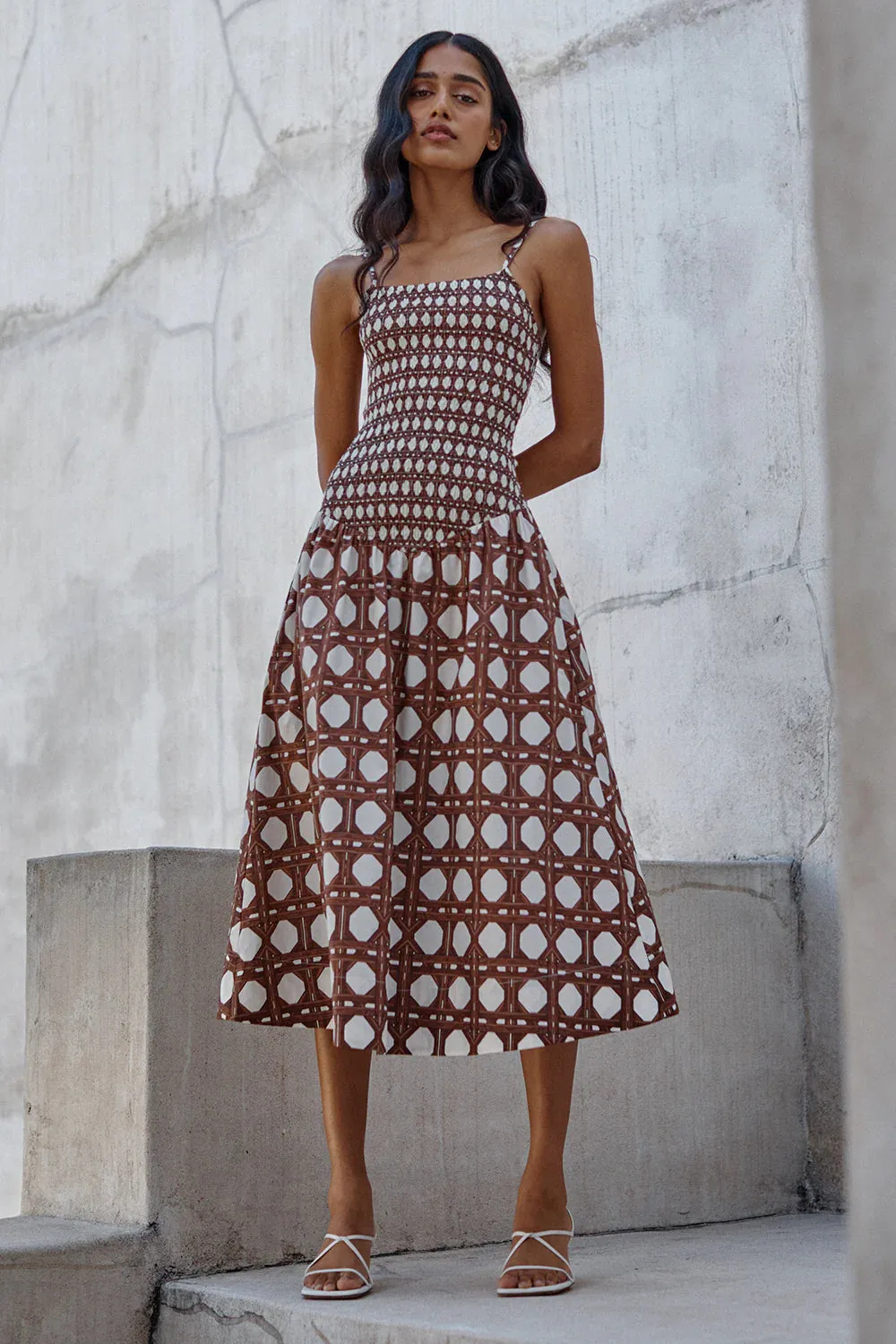 Misa - Roxie Dress - Choco Rattan Pop Mix sold by Jessie Boutique