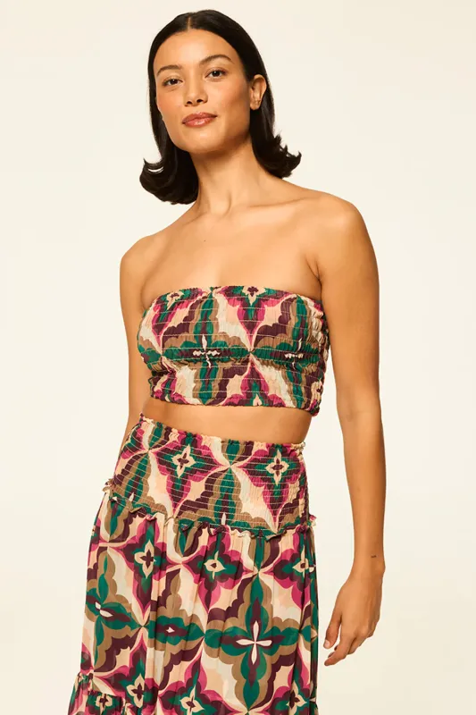 Misa - Roksana Bandeau - Mosaic Fuschia sold by Jessie Boutique