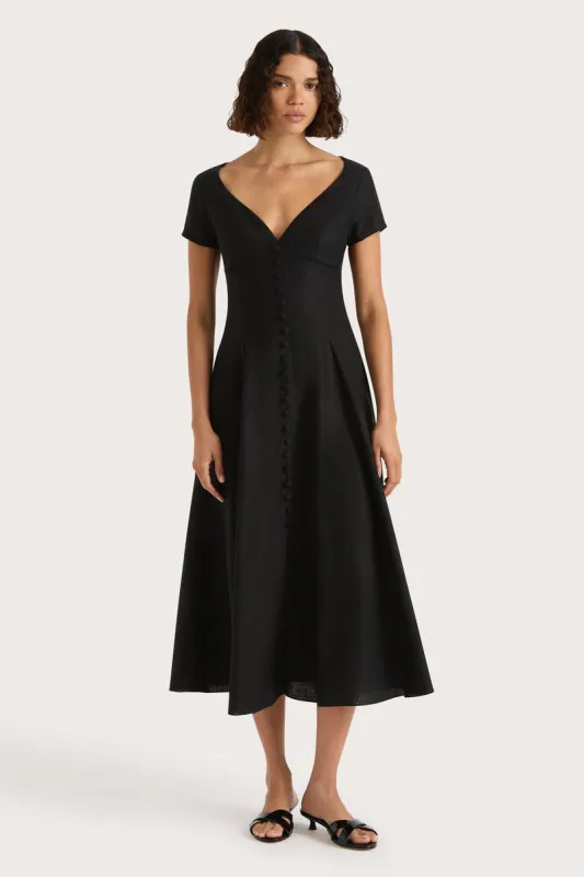 Faithfull The Brand - Delphine Midi Dress - Black sold by Jessie Boutique