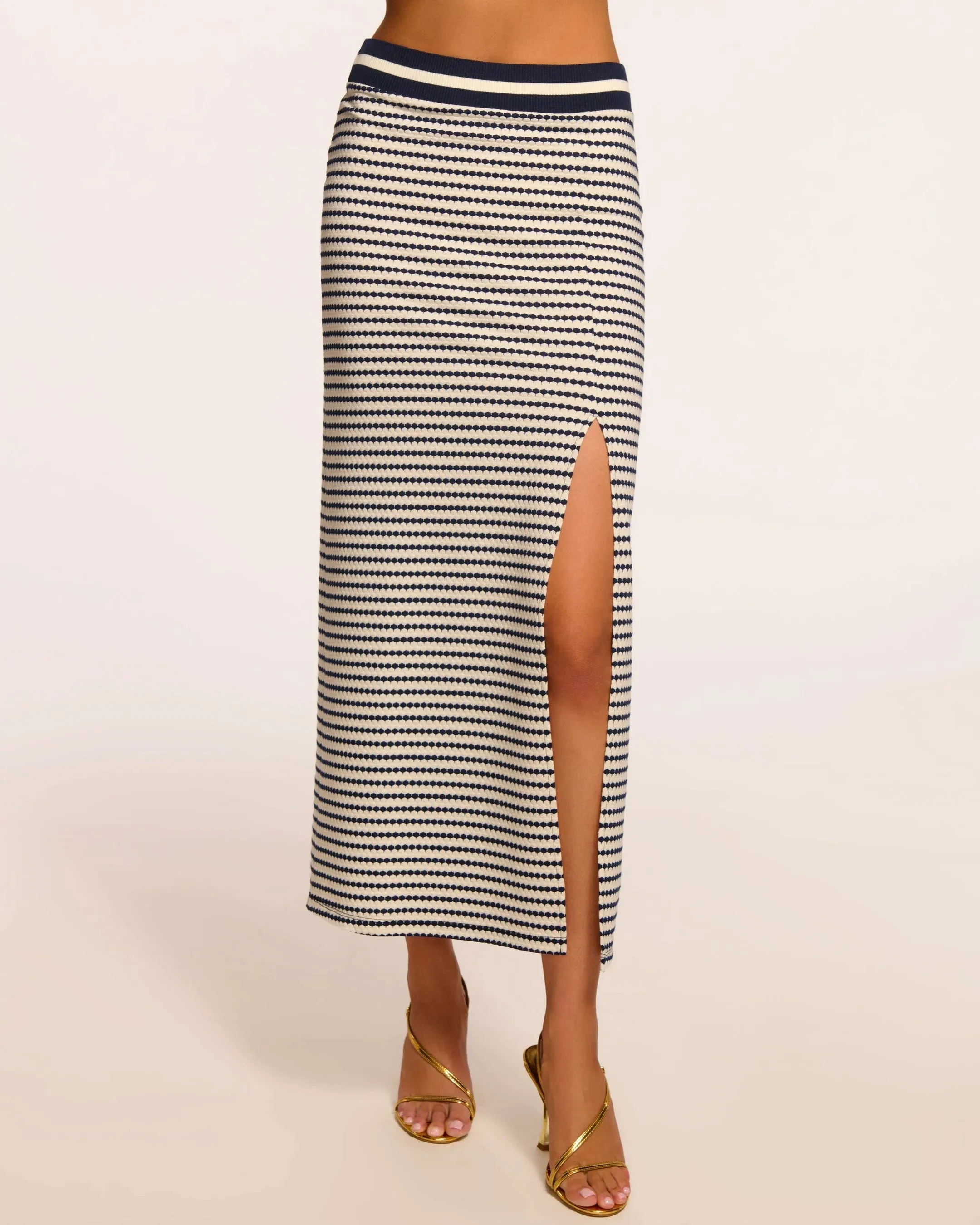 Ramy Brook - Venus Knit Midi Skirt - Navy Pucker sold by Jessie Boutique