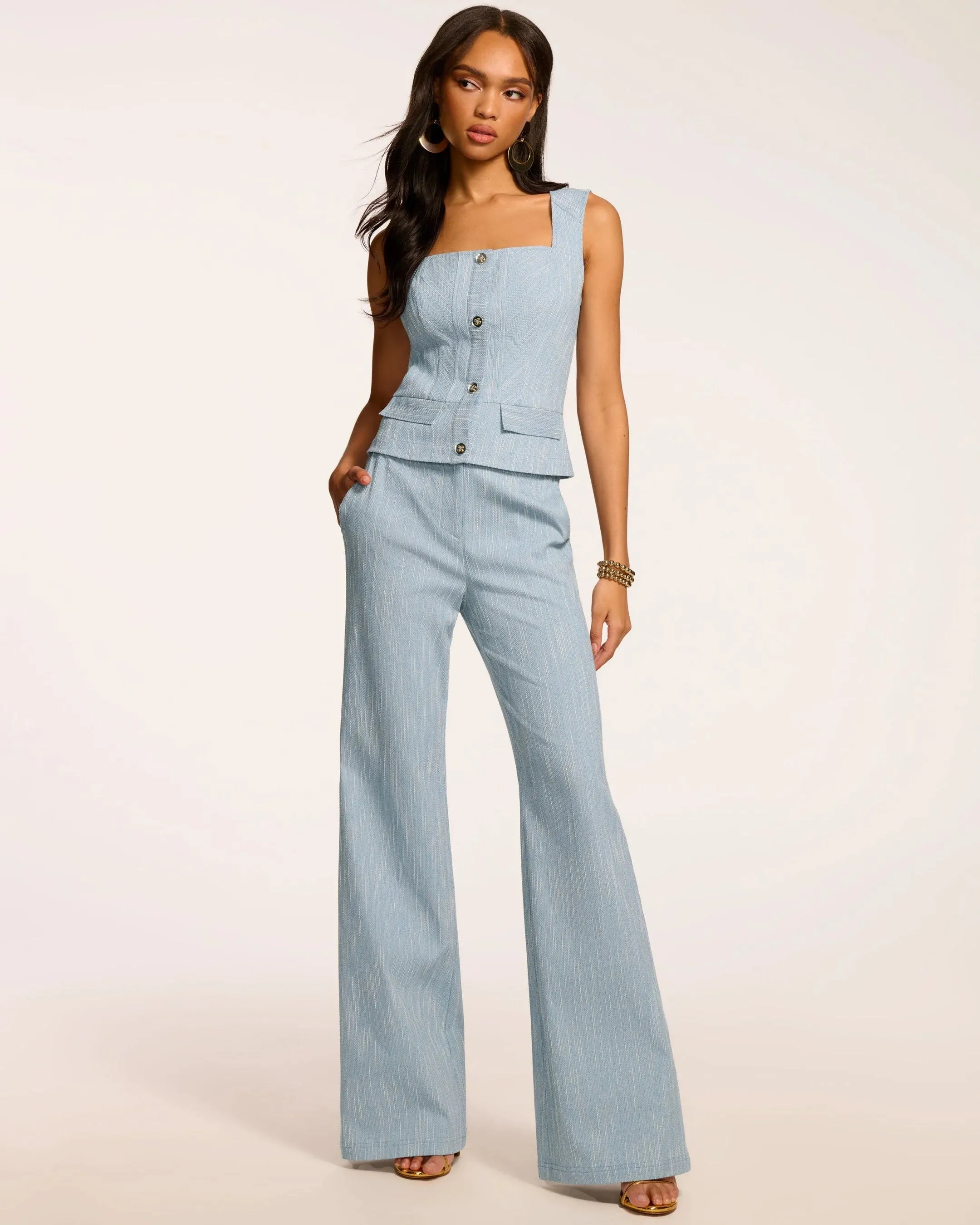 Ramy Brook - Naima Textured Mid-Rise Pant - Light Indigo sold by Jessie Boutique product image thumbnail 2