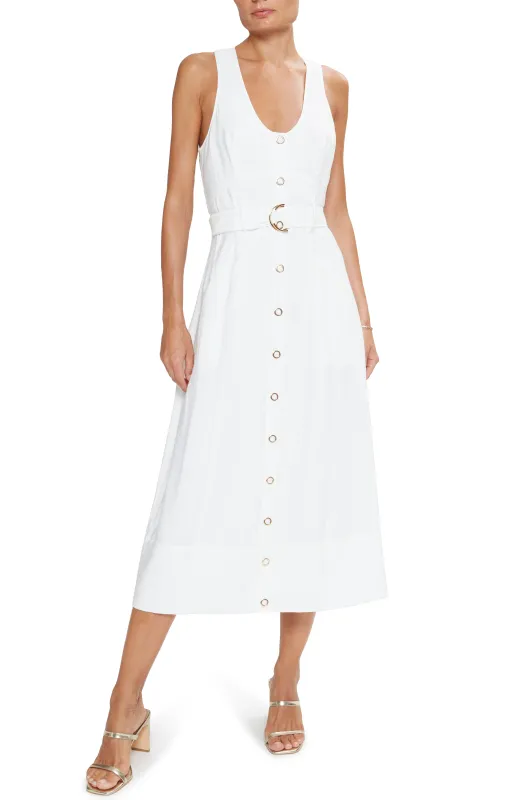 Ramy Brook - Nomi Sleeveless Belted Midi Dress - Ivory sold by Jessie Boutique