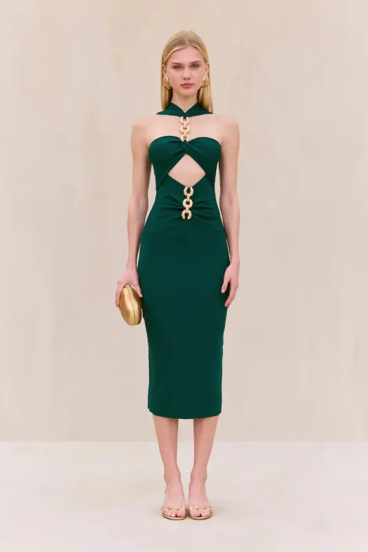 Cult Gaia - Cristos Knit Dress - Forest Greens sold by Jessie Boutique