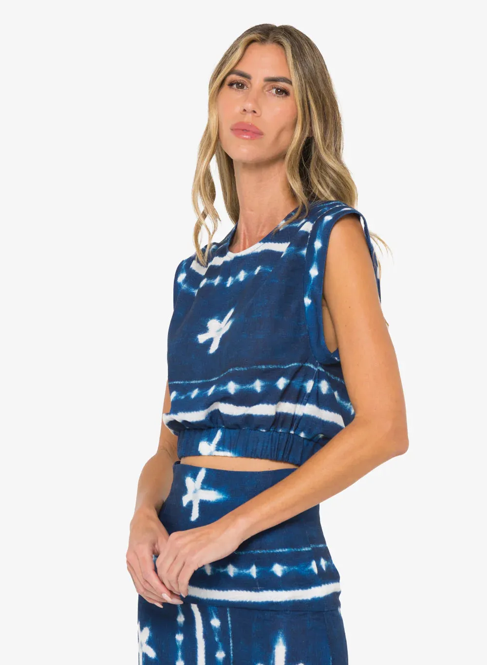 JBQ - Anika Top - Indigo Shibori sold by Jessie Boutique
