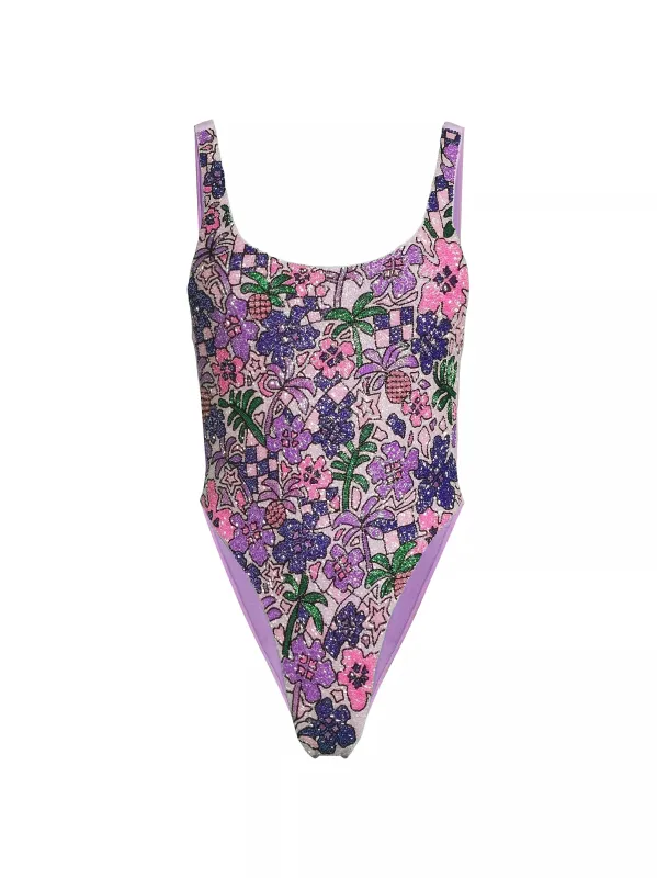 Oceanus - Fia Hand Beaded One Piece - Lilac sold by Jessie Boutique