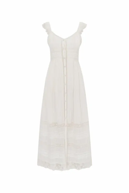 Loveshackfancy - Sufette Cotton Maxi Dress - Off White sold by Jessie Boutique