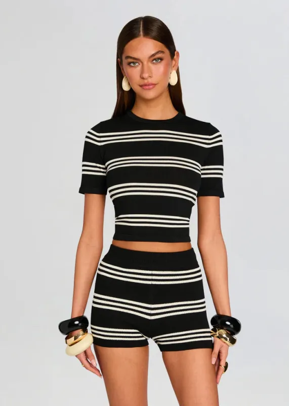 SER.O.YA - Ry Knit Top - Black/Eggshell sold by Jessie Boutique