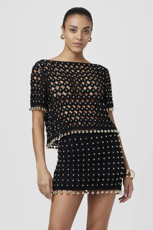 Toccin - Nadia Pull On Crochet Skirt - Jet-Gold sold by Jessie Boutique