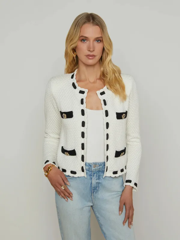 L’agence - Astor Cardigan - Ivory/Black sold by Jessie Boutique