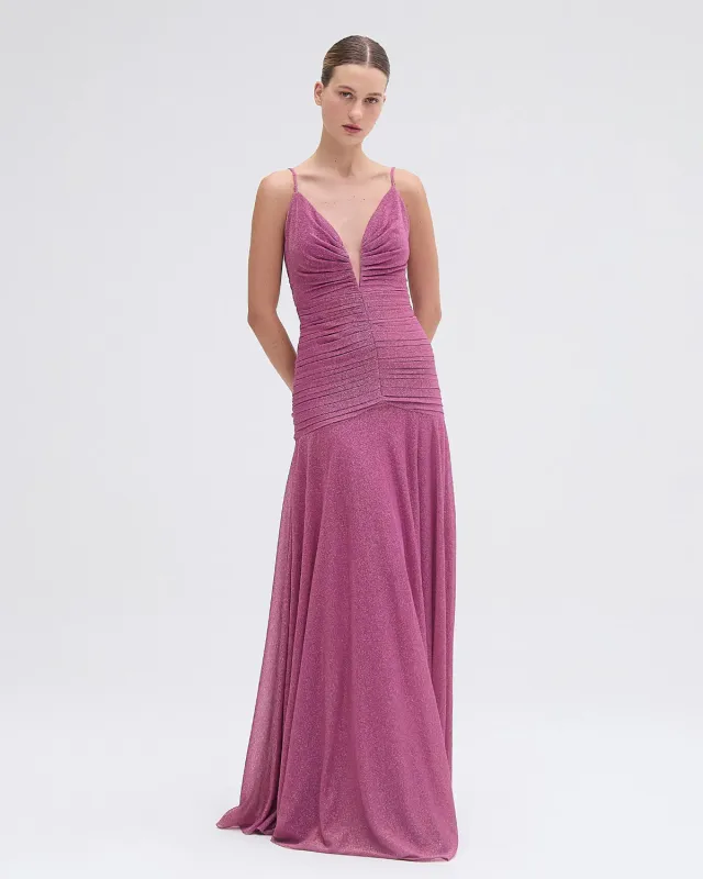 Patbo - Metallic Plunge Gown - Lilac sold by Jessie Boutique