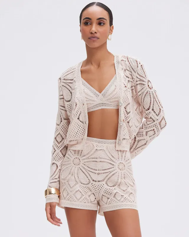 Patbo - Flower Crochet Short - Beige sold by Jessie Boutique