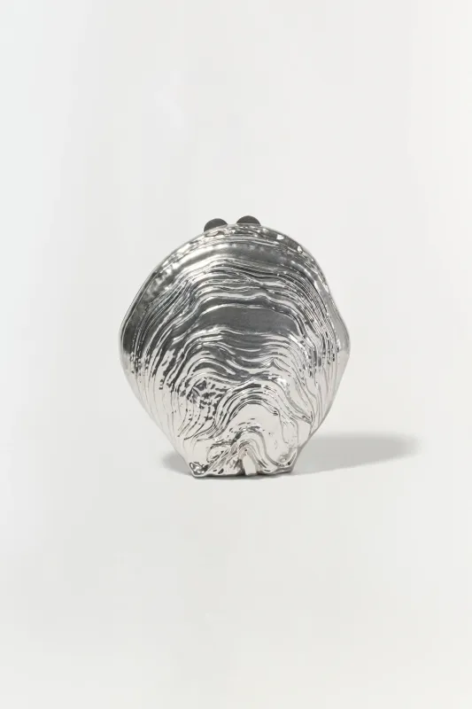 Simkhai - Cove Shell Clutch - Silver sold by Jessie Boutique