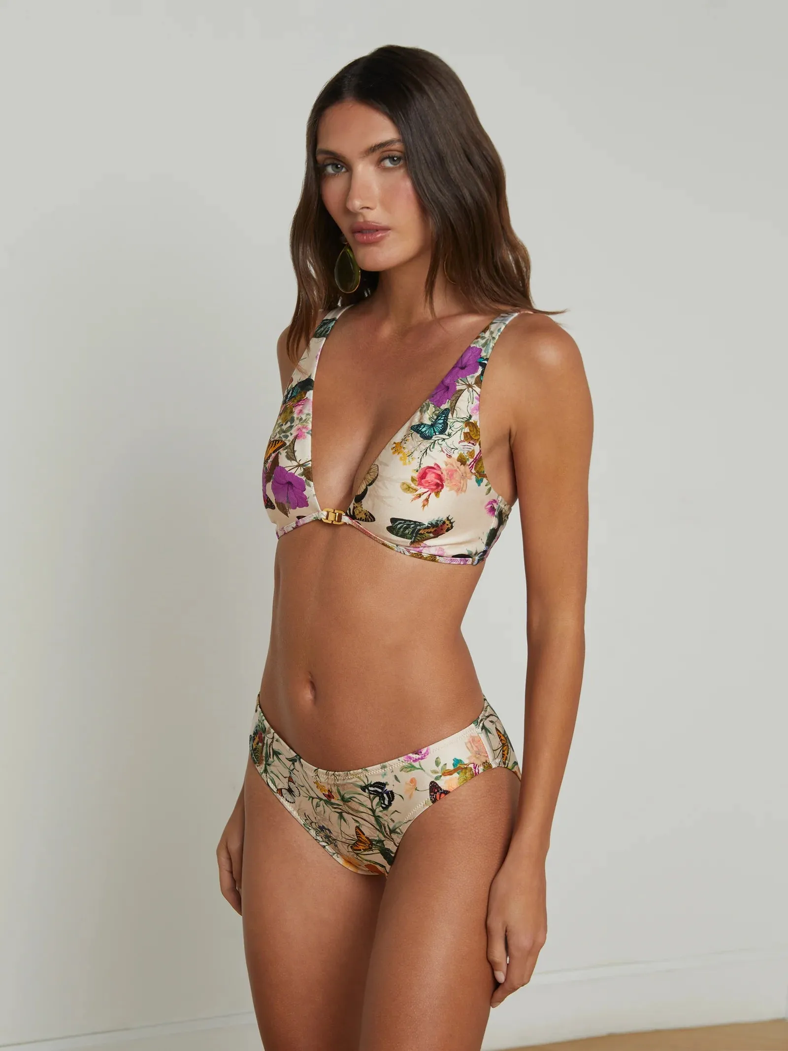 L'agence - Nicole Bikini Bottom - Vintage White Multi Charonda Butterfly sold by Jessie Boutique