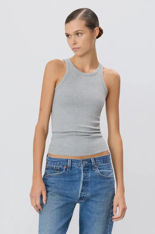 Eterne - High Neck Fitted Tank - Heather Grey sold by Jessie Boutique