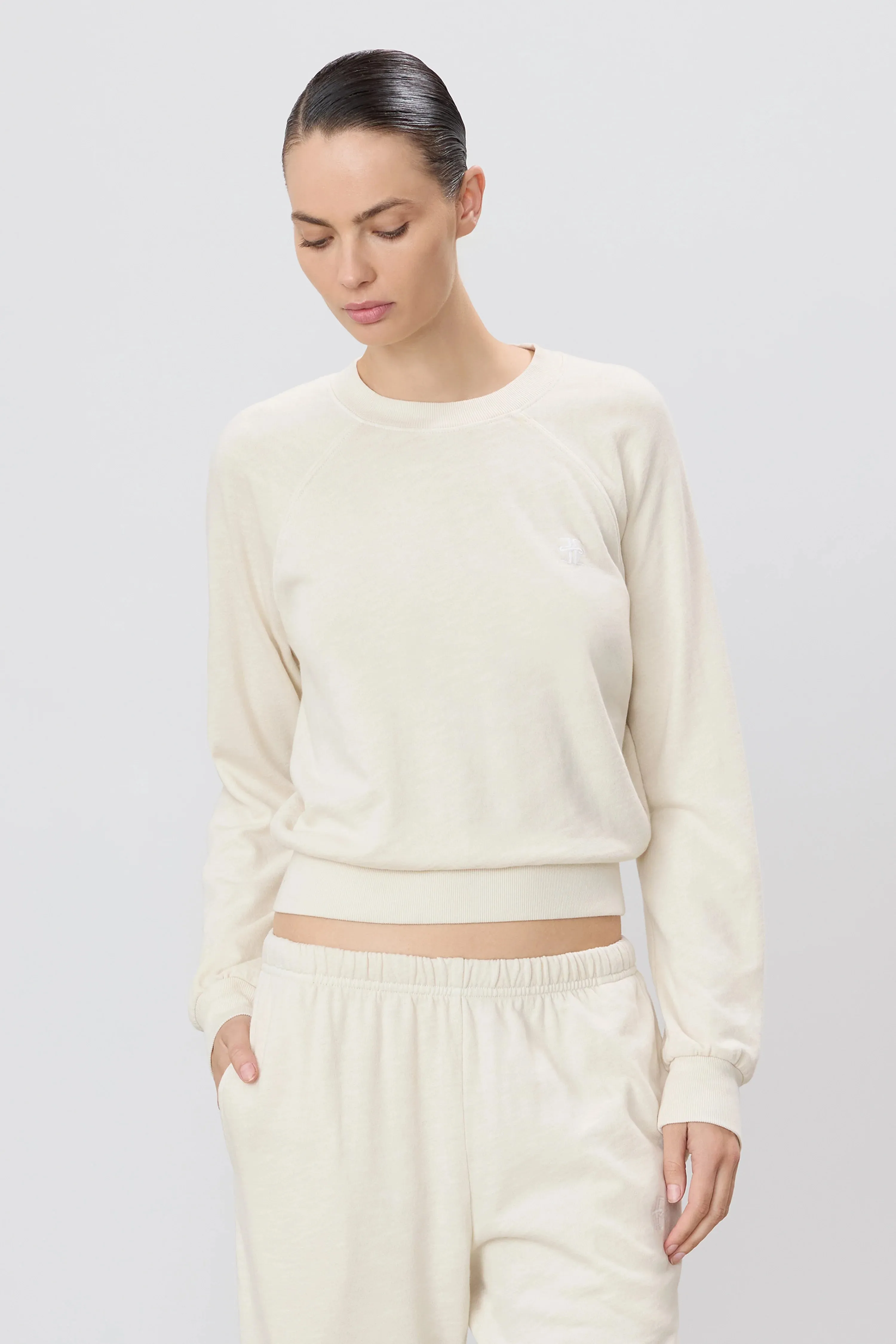 Eterne - Shrunken Raglan Sweatshirt - Bone sold by Jessie Boutique