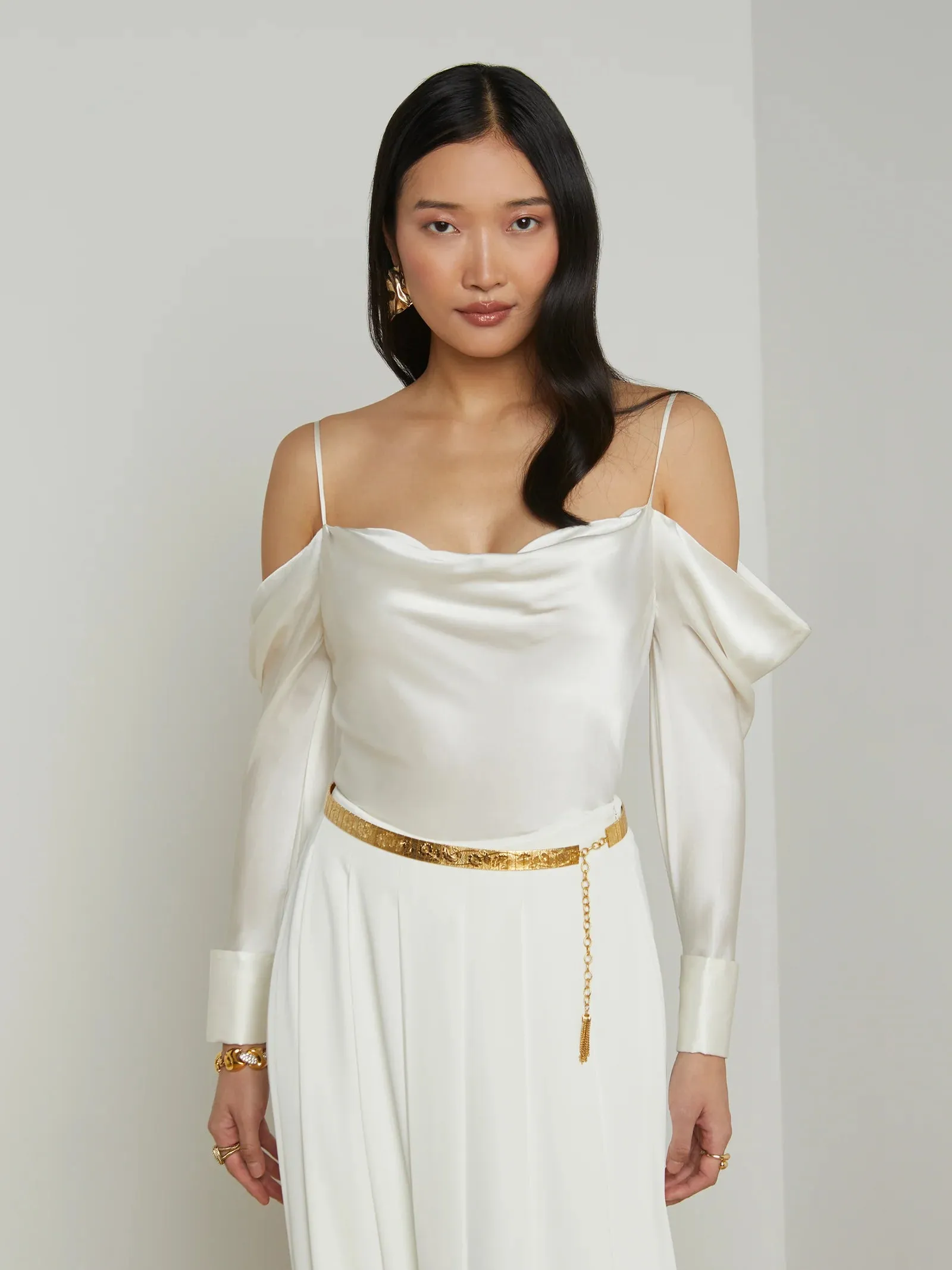 L'agence - Cavallo Silk Top - Ivory sold by Jessie Boutique