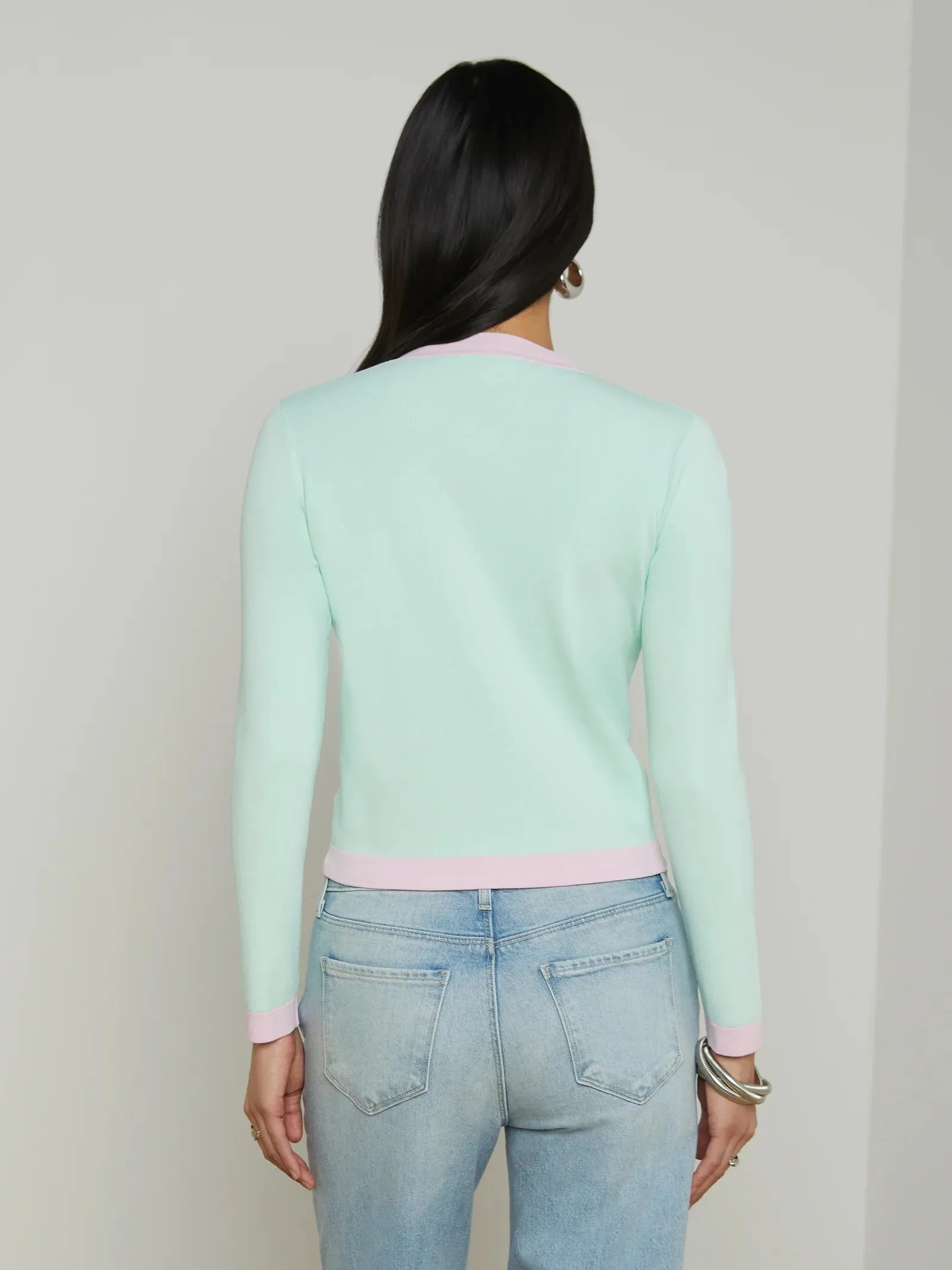 L'agence - Estefania Cardigan - Pale Jade/Pink sold by Jessie Boutique product image thumbnail 2