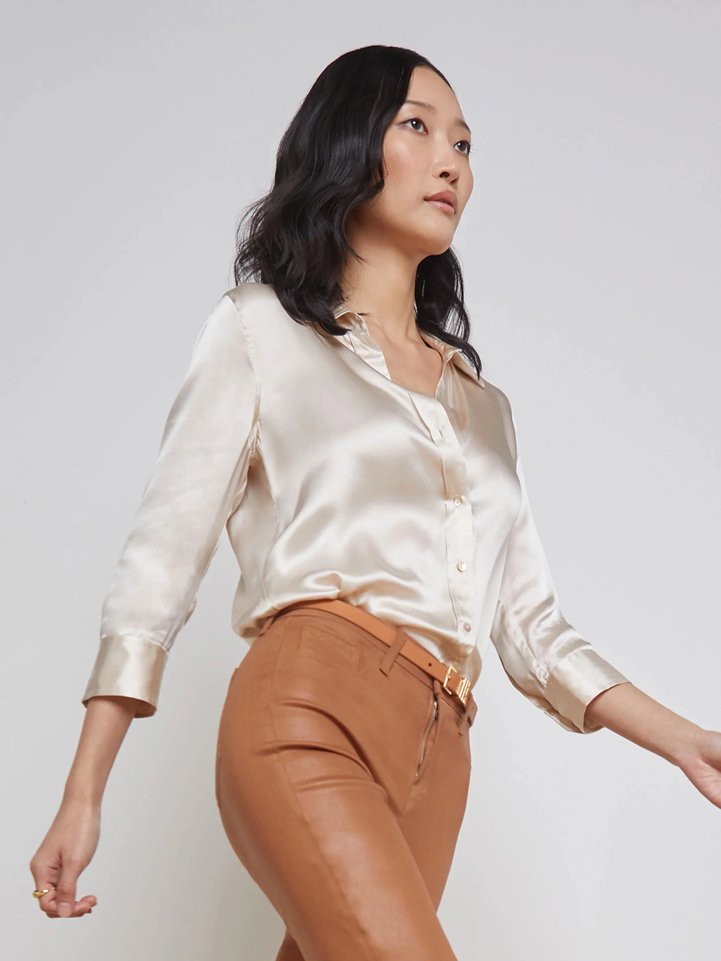 L'agence - Dani Silk Blouse - Champagne sold by Jessie Boutique product image thumbnail 2