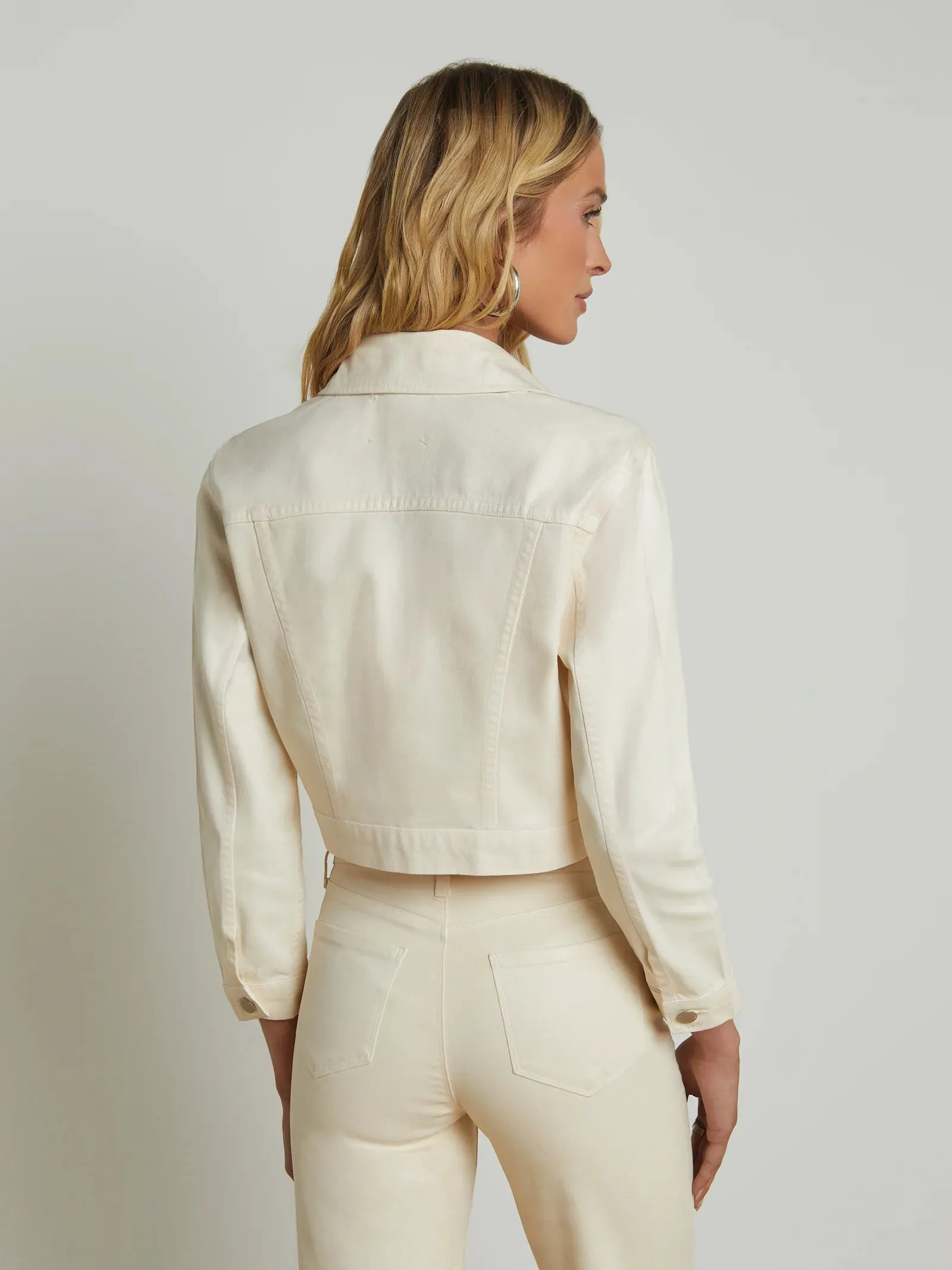 L'agence - Koda Coated Cropped Denim Jacket - French Vanilla Coated sold by Jessie Boutique product image thumbnail 3