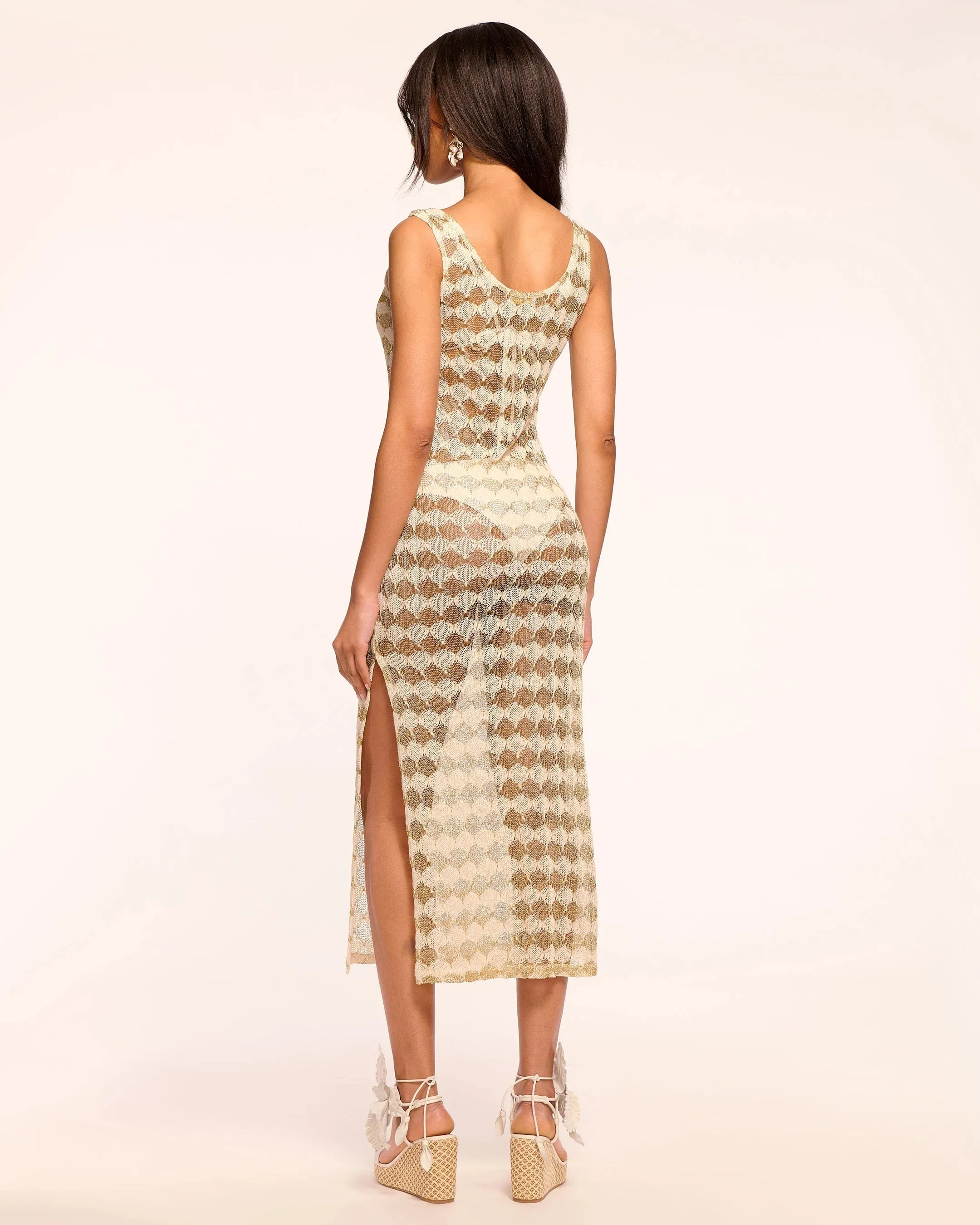 Ramy Brook - Angely Crochet Coverup Midi Dress - Gold Crochet sold by Jessie Boutique product image thumbnail 4