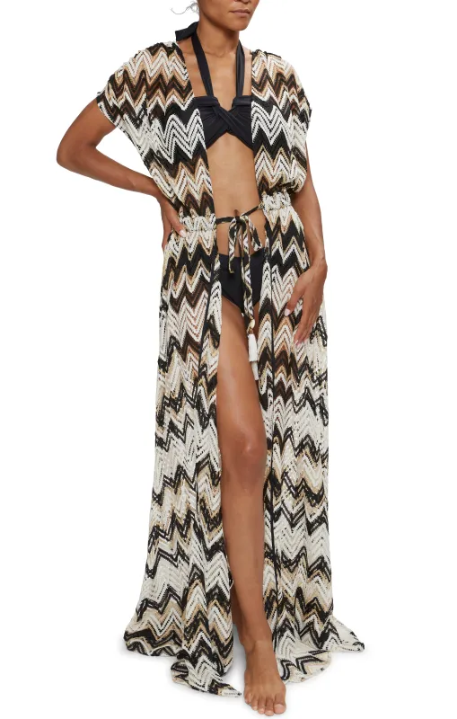 Ramy Brook - Katherine Chevron Coverup Maxi Dress - Neutral Chevron made by Ramy Brook