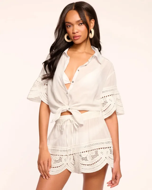 Ramy Brook - Shamaya Short Sleeve Coverup Top - White sold by Jessie Boutique