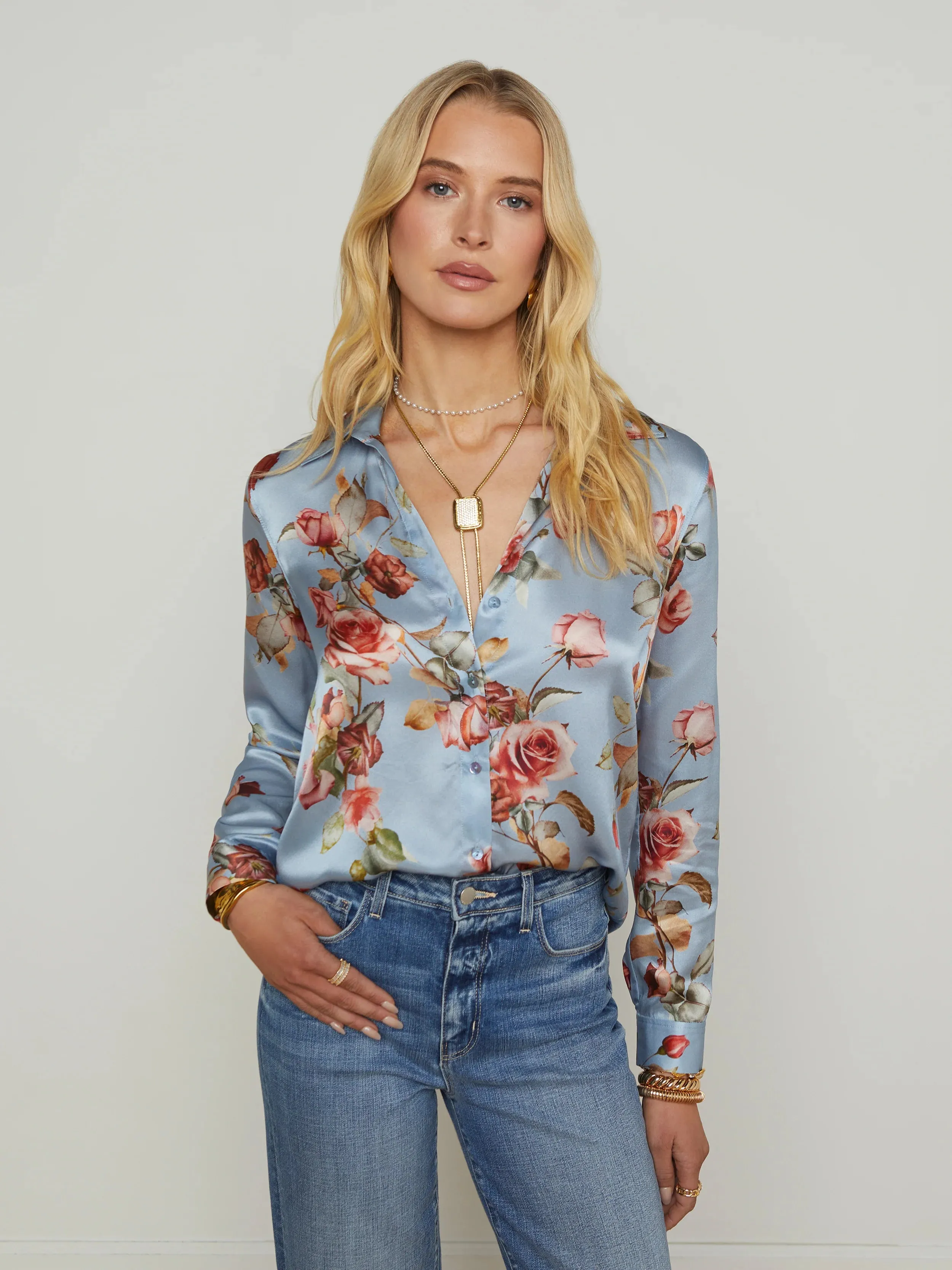 L'agence - Tyler L/S Blouse - Blue Tapestry Floral sold by Jessie Boutique