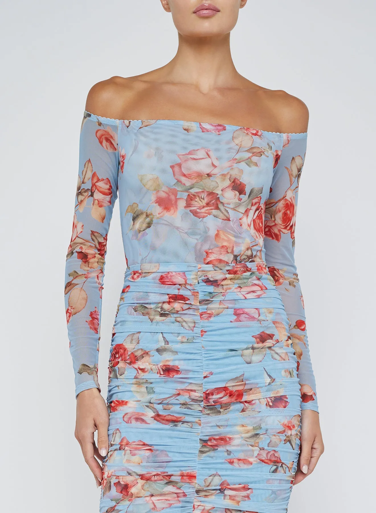L'agence - Peonie Off Shoulder Bodysuit - Blue Tapestry Floral sold by Jessie Boutique product image thumbnail 4