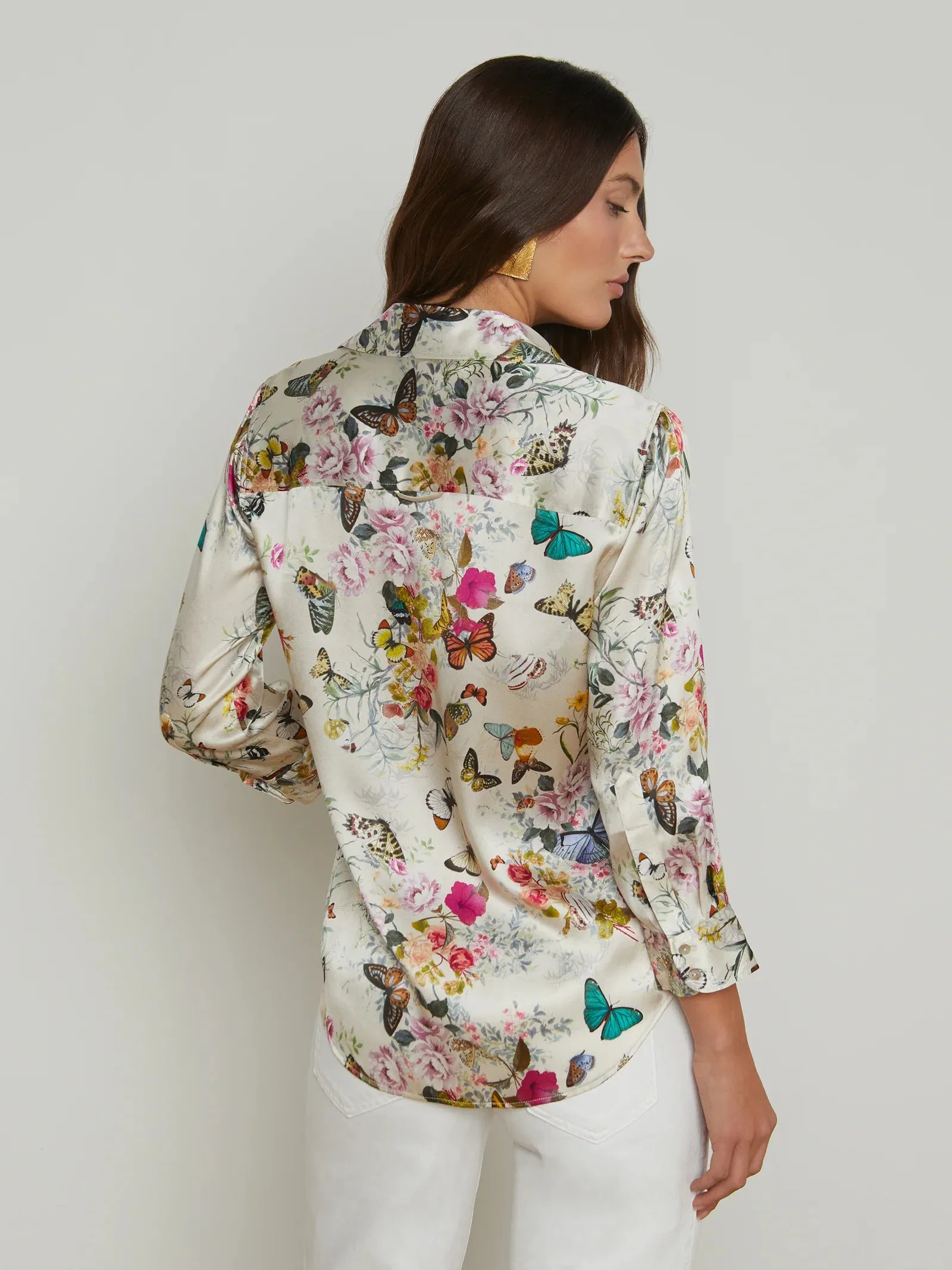 L'agence - Dani 3/4 Sleeve Blouse - White Multi Charonda Butterfly sold by Jessie Boutique product image thumbnail 2