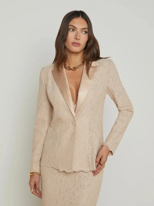 L'agence -  Clementine Lace Blazer - Doeskin sold by Jessie Boutique