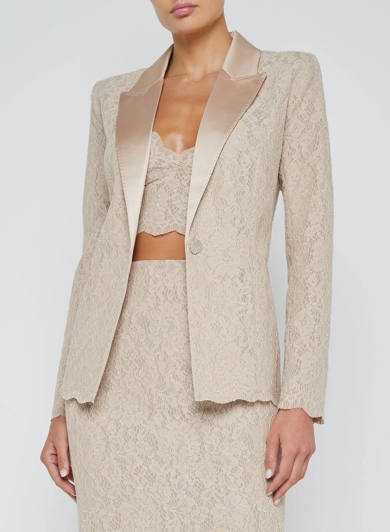 L'agence - Clementine Lace Blazer - Doeskin sold by Jessie Boutique product image thumbnail 4