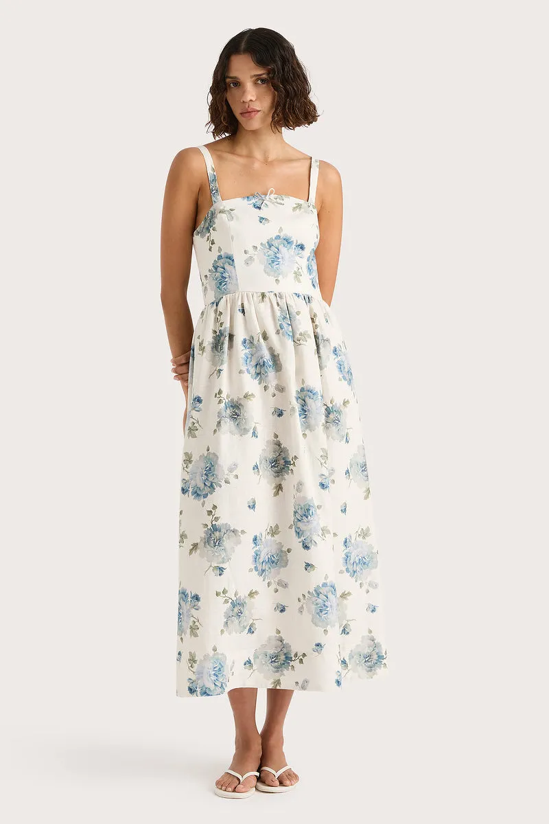 Faithfull The Brand - Vera Midi Dress - Cecile Floral/Pale Blue sold by Jessie Boutique