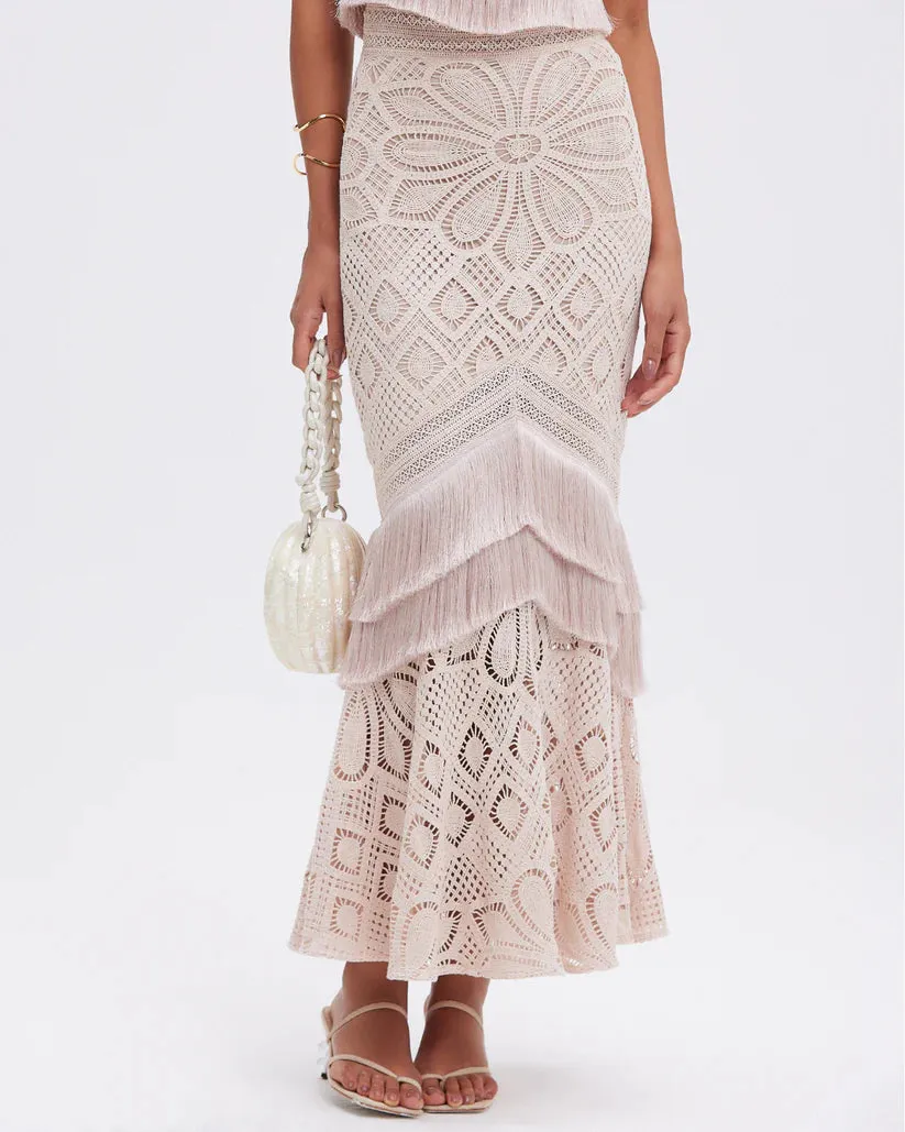 Patbo - Flower Crochet Skirt - Beige sold by Jessie Boutique