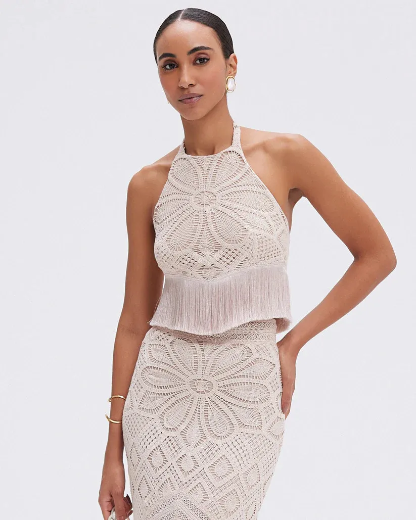 Patbo - Flower Crochet Halterneck Top - Beige sold by Jessie Boutique product image thumbnail 2