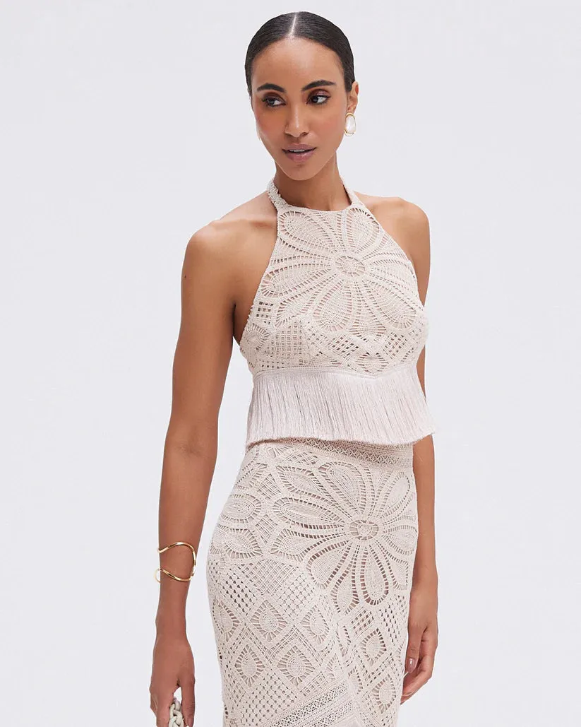 Patbo - Flower Crochet Halterneck Top - Beige sold by Jessie Boutique product image thumbnail 3