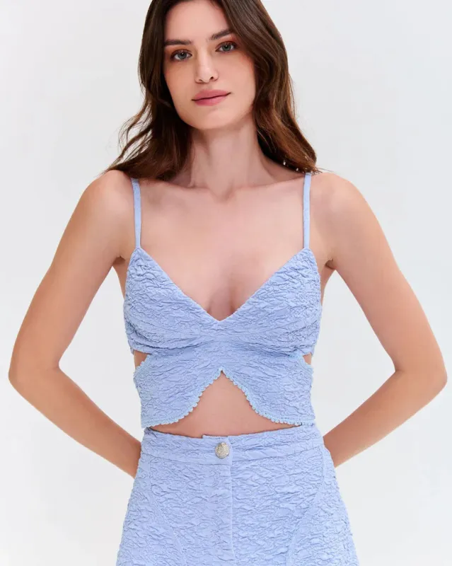 Patbo - Papillon Jacquard Butterfly Top - Blue sold by Jessie Boutique