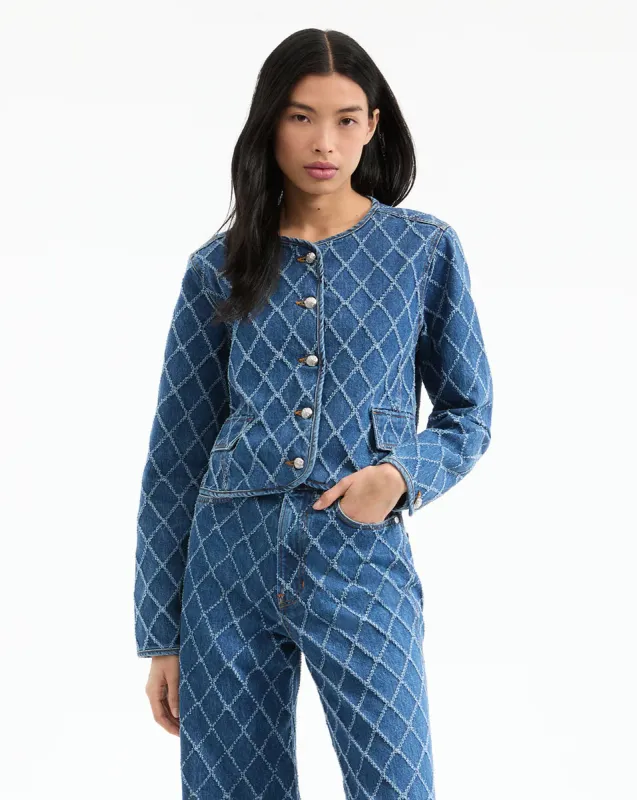 Veronica Beard - Nolita Printed Jacket - Blue Diamond sold by Jessie Boutique