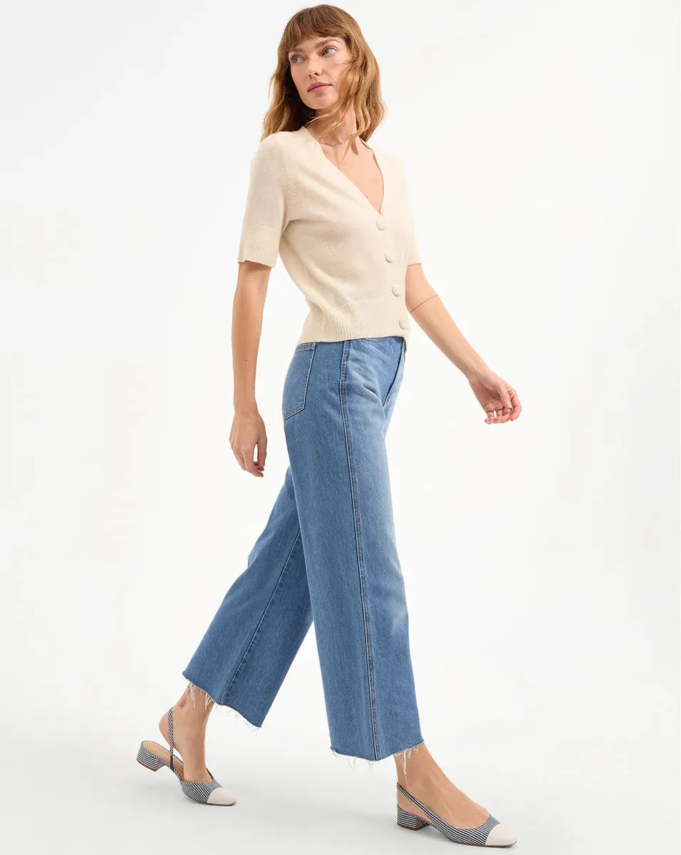 Veronica Beard - Solene Short Sleeve Cashmere Cardigan - Ivory sold by Jessie Boutique product image thumbnail 3