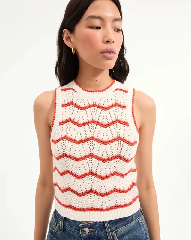 Veronica Beard - Jerrel Cropped Knit Tank Top - Off White/Persimmon sold by Jessie Boutique