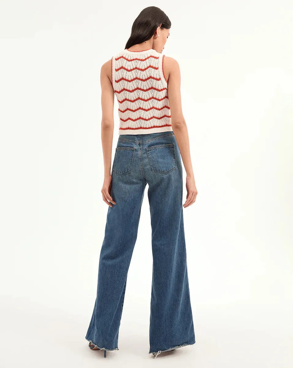 Veronica Beard - Jerrel Cropped Knit Tank Top - Off White/Persimmon sold by Jessie Boutique product image thumbnail 2