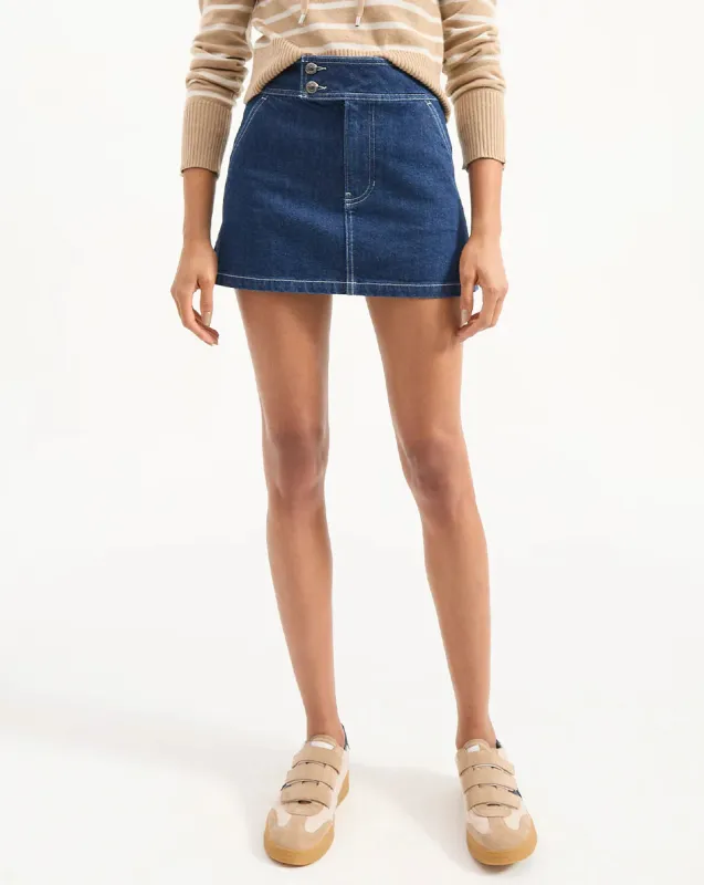 Veronica Beard - Bowen Denim Mini Skirt - Indigo Rinse made by Veronica Beard