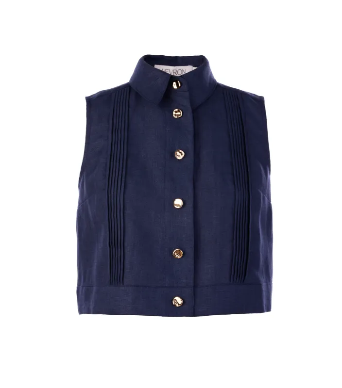 Hevron - Vera Top - Indigo sold by Jessie Boutique