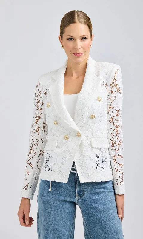 Generation love - Eliza Lace Blazer - White sold by Jessie Boutique