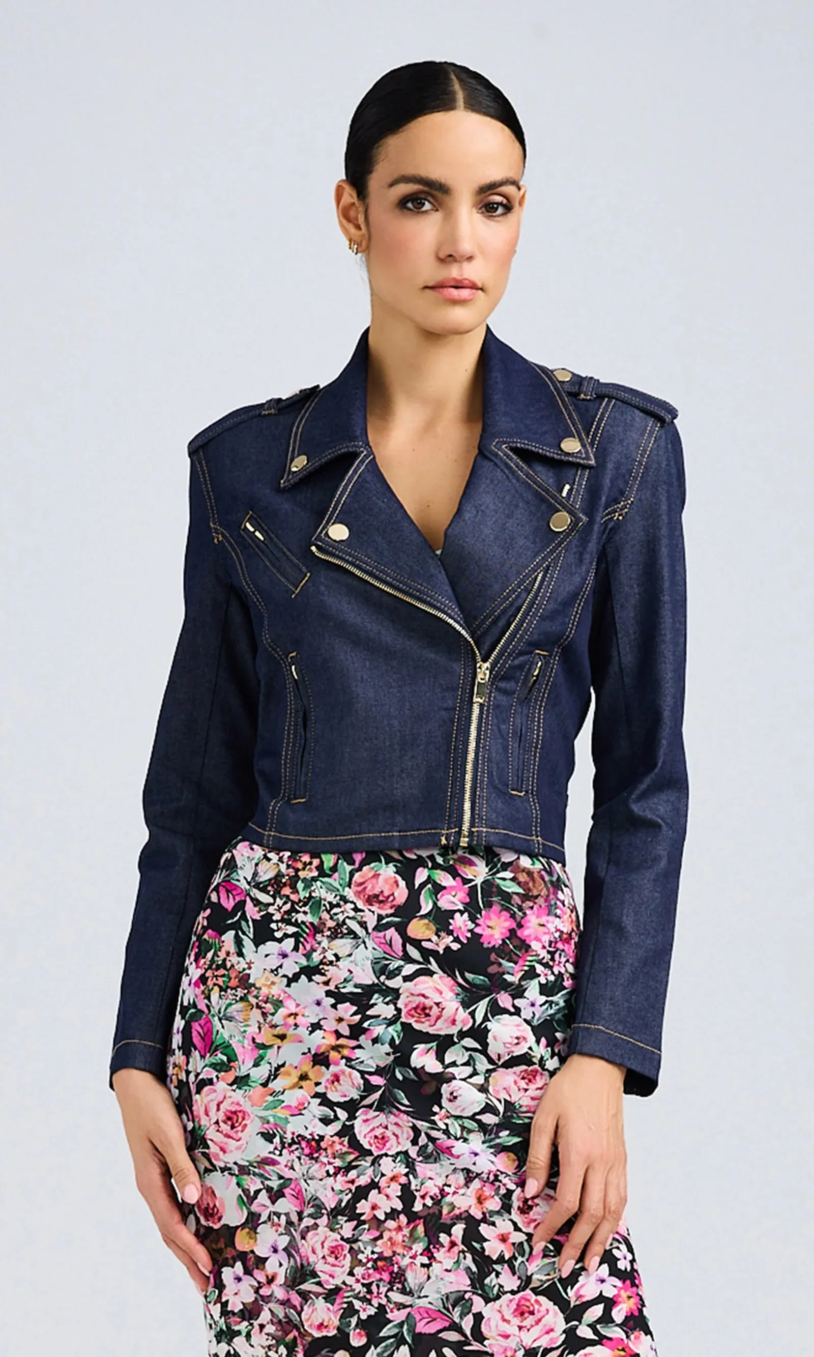 Generation love - Cosita Sheen Moto Jacket - Denim sold by Jessie Boutique