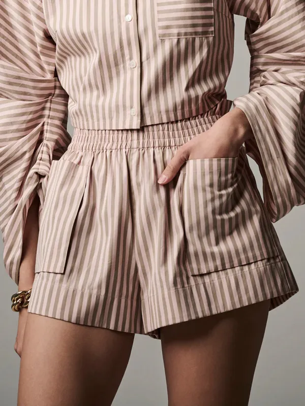 Hevron - Mira Shorts - Blush Stripe sold by Jessie Boutique