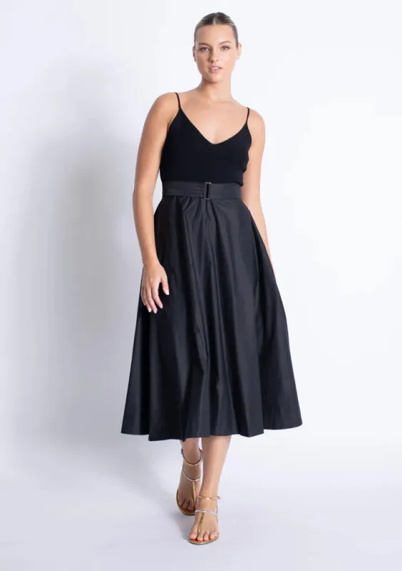 Karina Grimaldi - Phoenix Knit Combo Dress - Black sold by Jessie Boutique