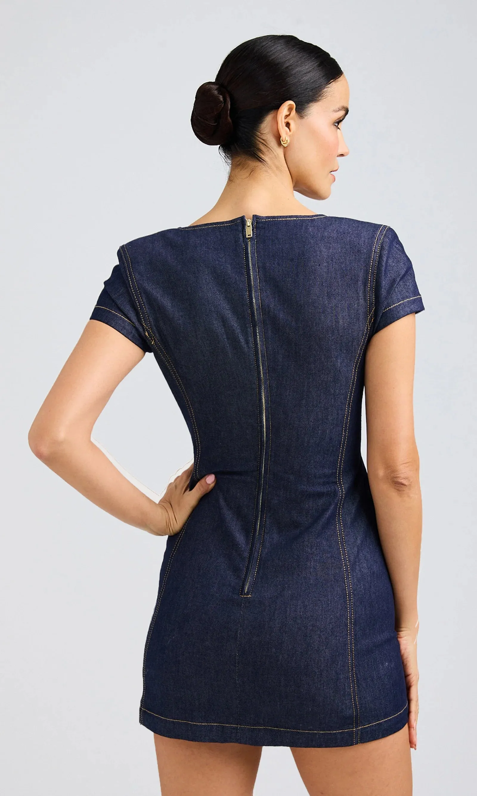 Generation love - Brunella Sheen Denim Dress - Dark Denim Blue sold by Jessie Boutique product image thumbnail 5